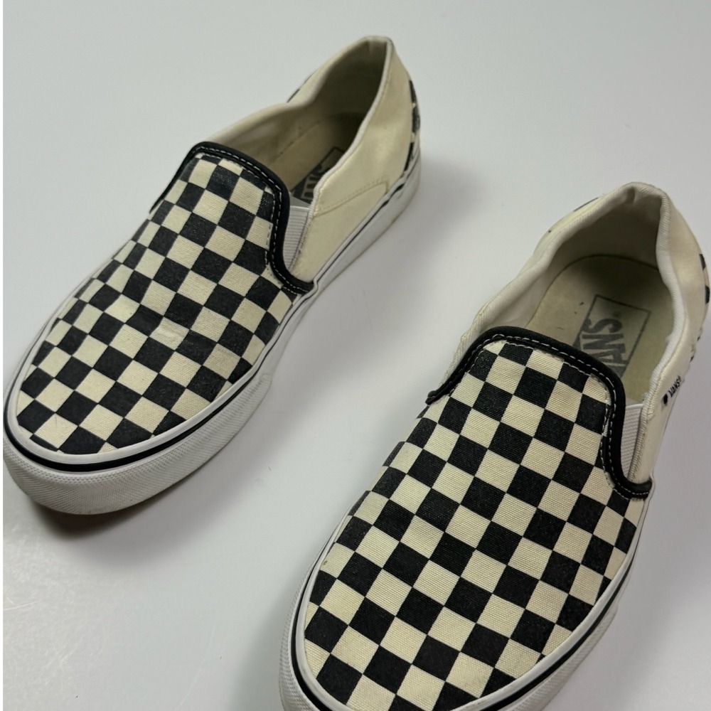 Vans Classic Slip-On Checkerboard Black White Skate Shoes Women 9 Lightweight